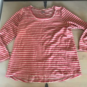 J Jill 3/4 Sleeve Top Red and Tan Stripes Size M